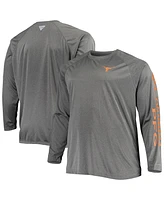 Men's Columbia Charcoal Texas Longhorns Big and Tall Terminal Tackle Omni-Shade Long Sleeve Raglan T-shirt