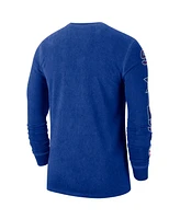 Men's Nike Royal Distressed Philadelphia 76ers Courtside Retro Elevated Long Sleeve T-shirt