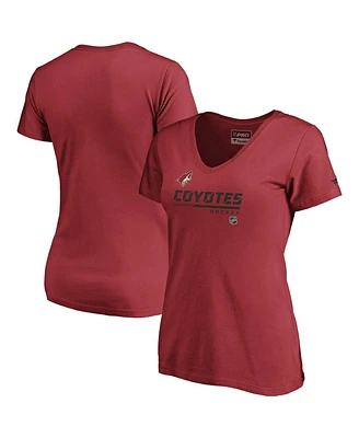 Women's Fanatics Garnet Arizona Coyotes Authentic Pro Core Collection Prime V-Neck T-shirt