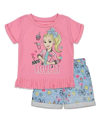 Jojo Siwa Girls T-Shirt and French Terry Shorts Outfit Set Pink