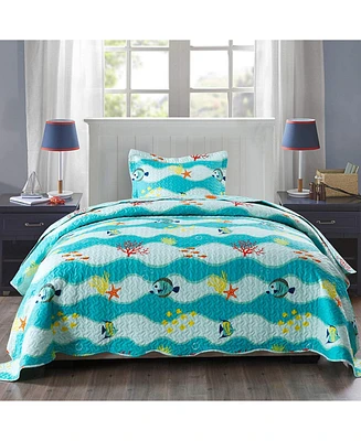 MarCielo Kids Girls Boys Ocean Quilt Set Bedspread Coverlet Set 277