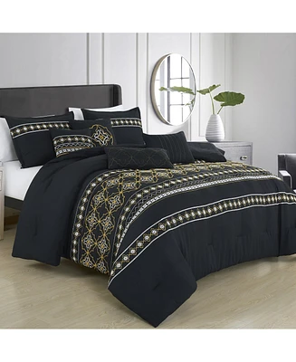MarCielo 7 Pcs Bedding Comforter Set Tzila - Queen