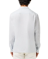 Lacoste Men's Long Sleeve Striped Button-Down Linen Shirt