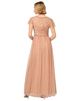 Adrianna Papell Women's Bead Embellished V-Neck Gown