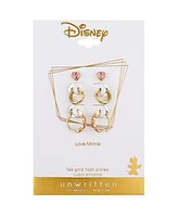 Disney Pink Cubic Zirconia Enamel Heart Minnie Mouse Stud Hoop Earring Set