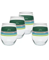 Fiesta Tropical Edgeline 15-Ounce Stemless Wine Glass Set of 4