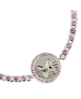 Sterling Forever Silver-Tone or Gold-Tone Pink Cubic Zirconia Butterfly Bindi Bolo Bracelet