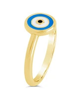 Sterling Forever Gold-Tone or Silver-Tone Blue Bead Enamel Accent Sibyl Ring