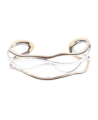 Barse Fresh Genuine Bronze and Sterling Silver Abstract Cuff Bracelet