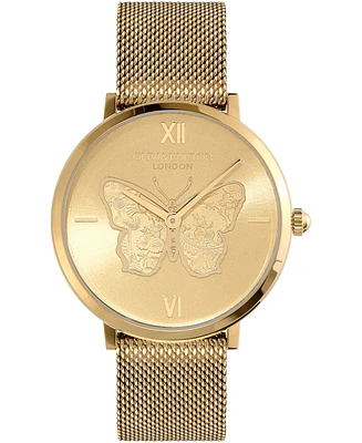 Olivia Burton Women's Signature Butterfly Gold-Tone Stainless Steel Mesh Watch 35mm