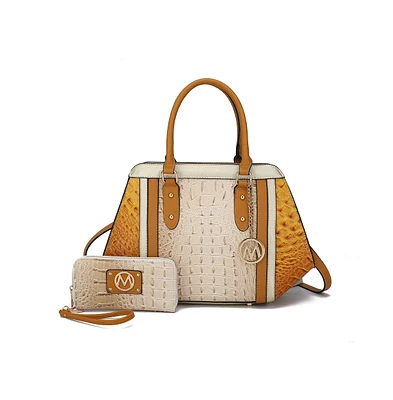 Mkf Collection Daisy 2Pcs Croco Satchel bag & Wallet by Mia K