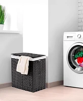Seville Classics Handwoven Lidded Laundry Hamper