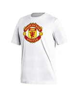 Men's adidas White Manchester United Crest T-shirt