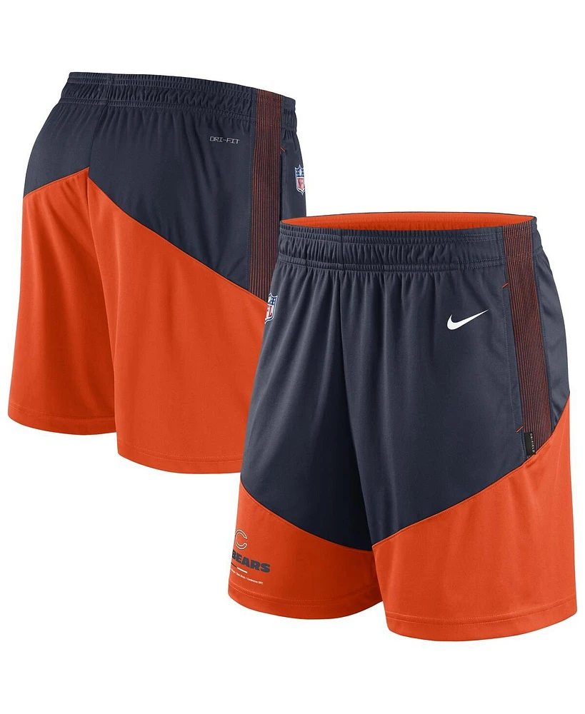 Men's Nike Navy, Orange Chicago Bears Sideline Primary Lockup Performance Shorts
