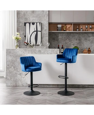 Adjustable Blue Bar Stools Set - 2 Pack
