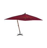 Cantilever Umbrella with Wooden Pole 157.5"x118.1" Bordeaux Red