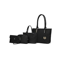 Mkf Collection Edelyn Signature 4Pcs Tote Set, with Mini tote, Pouch and Wristlet By Mia K