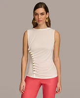 Donna Karan Women's Button Trim Sleeveless Top