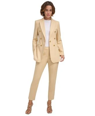 Dkny Womens Faux Double Breasted Button Front Blazer Mid Rise Slim Fit Ankle Pants