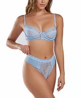 iCollection Women's 2Pc. Lingerie Set Patterned with Soft Lace - Light