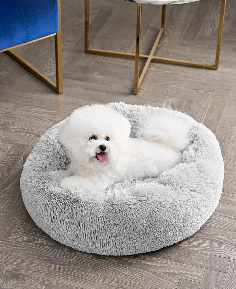 Juicy Couture Devon Faux Fur Small Round Pet Bed for Dogs and Cats