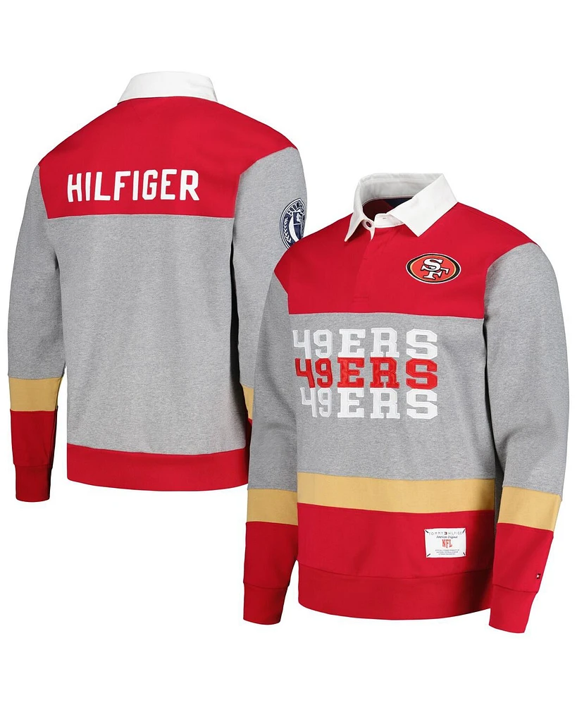 Men's Tommy Hilfiger Scarlet San Francisco 49ers Connor Oversized Rugby Long Sleeve Polo Shirt