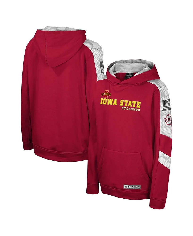 Big Boys Colosseum Cardinal Iowa State Cyclones Oht Military-Inspired Appreciation Cyclone Digital Camo Pullover Hoodie