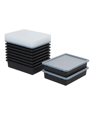ECR4Kids Letter Tray with Lid, Black, 10-Piece