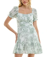 Speechless Juniors' Floral-Print Eyelet Dress