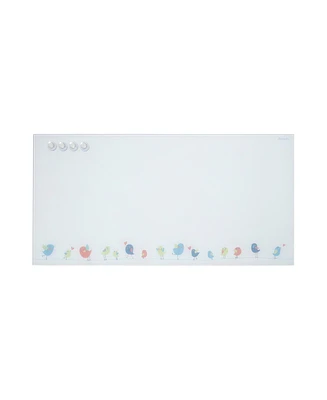 ECR4Kids MessageStor Magnetic Dry-Erase Glass Board with Magnets, 18in x 36in, Wall-Mounted Whiteboard, White Brick