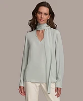 Donna Karan Women's Long Sleeve Tie-Neck Blouse