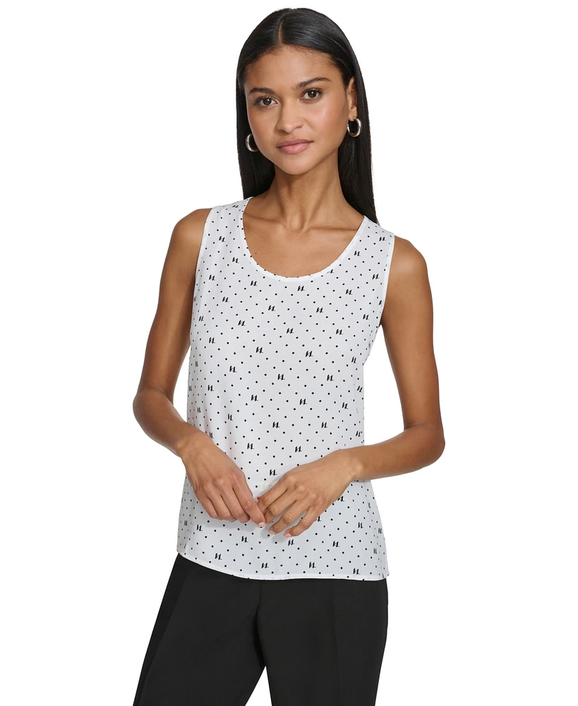 Karl Lagerfeld Women's Dotted Monogram-Print Tank Top