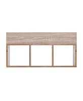 Danya B Modern 3 Cube Floating Wall Shelf with Display Ledge, Easy to Hang Wall Mounted Triple Cubby Shelf, Oak
