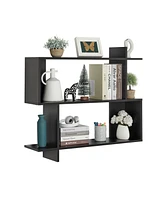 Danya B Manasa Floating Geometric Kilter Two-Tier Wall Shelf