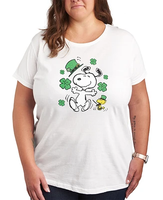 Air Waves Trendy Plus Peanuts Snoopy & Woodstock Patrick's Day Graphic T-shirt