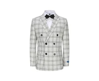 Slim Fit 2PC Grey Check Double Breasted Suit