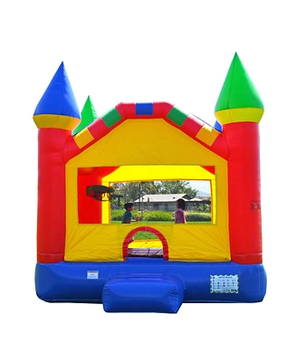 HeroKiddo Castle Commercial Grade Bounce House for Kids and Adults (with Blower), Basketball Hoop, Outdoor Indoor, Birthday Party, Rental Quality, Big