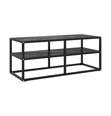 Tv Stand Black with Black Marble Glass 39.4"x15.7"x15.7"