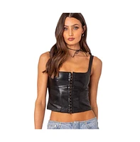 Women's Simone faux leather corset top