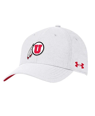 Men's Under Armour White Utah Utes CoolSwitch AirVent Adjustable Hat