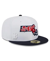Men's New Era White, Navy Boston Red Sox State 59FIFTY Fitted Hat