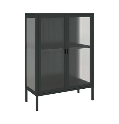 Sideboard Black 29.5"x13.8"x41.3" Glass and Steel