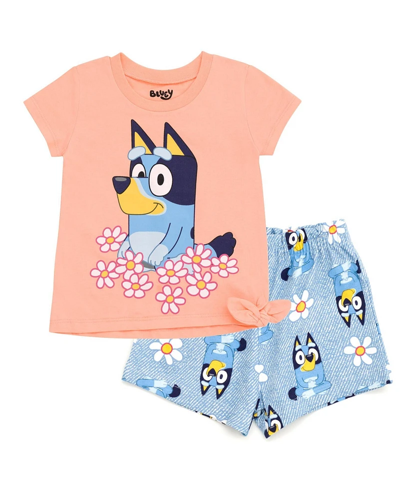 Bluey Girls T-Shirt and French Terry Shorts Outfit Set Toddler|Child