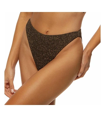 Guria Beachwear Women's Crinkle Lurex Reversible High Cut Bikini Bottom