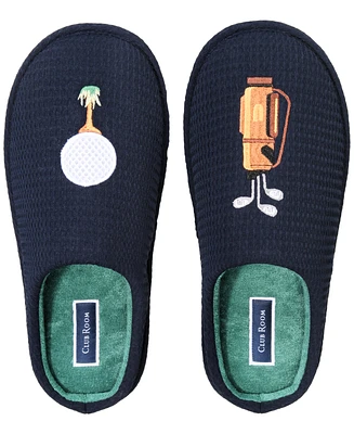 Club Room Men's Golf Embroidered Slippers, Created for Macy's