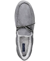 Club Room Men's Faux-Suede Moccasin Slippers with Faux-Fur Lining, Created for Macy's