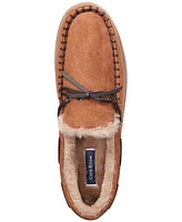 Club Room Men's Faux-Suede Moccasin Slippers with Faux-Fur Lining, Created for Macy's