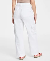 On 34th Women's White High Rise Utility Cargo Jeans, Created for Macy's