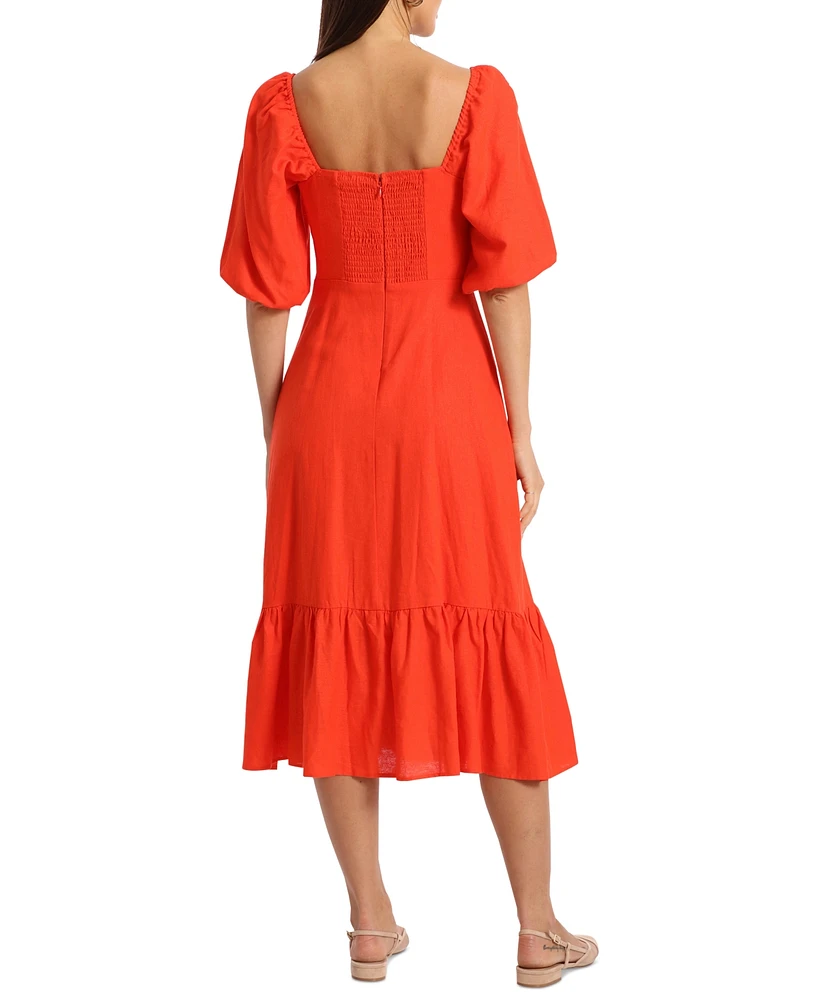 Avec Les Filles Women's Puff-Sleeve Midi Dress