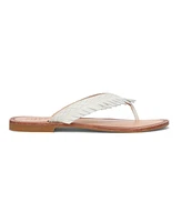 Frye Women's Ava Fringe Thong Flat Sandals - White